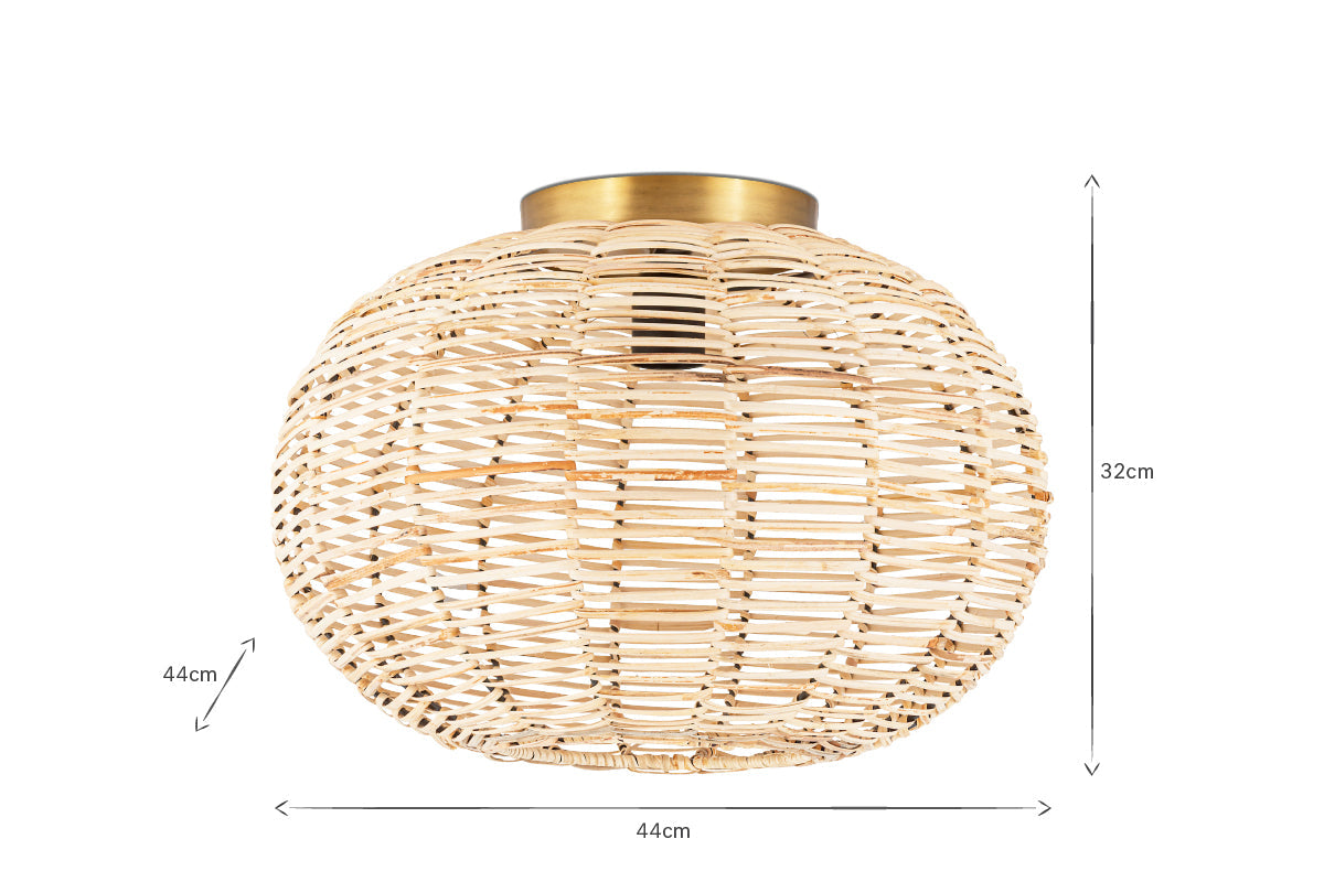 Noko Rattan Flush Ceiling Light