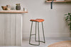 Narwana Ribbed Leather Stool - Aged Tan - Large