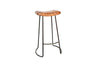 Narwana Ribbed Leather Stool - Aged Tan - Large