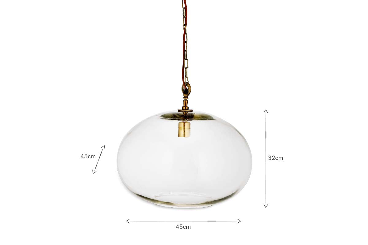 Otoro Recycled Glass Pendant - Clear - Large Round