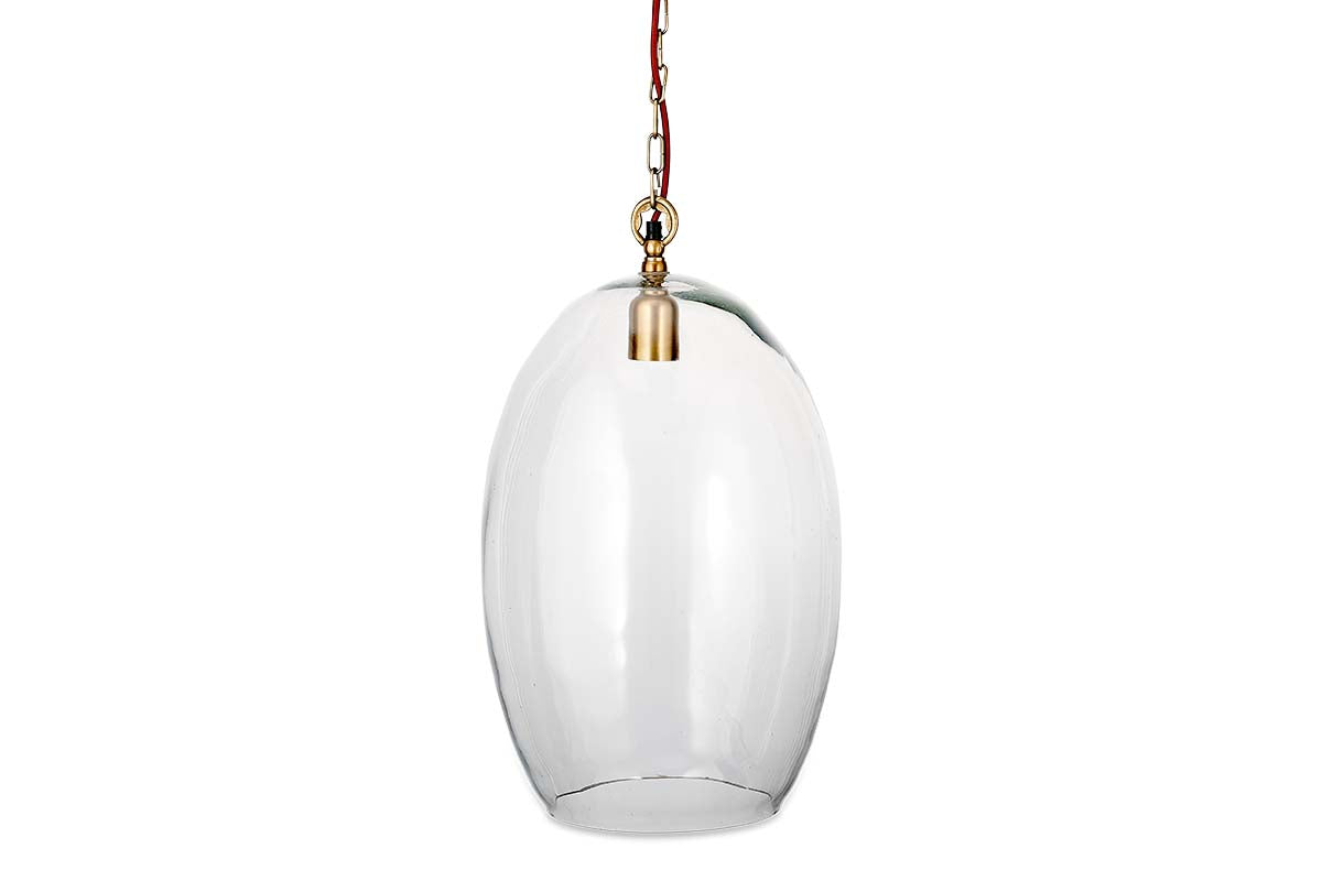 Otoro Recycled Glass Pendant - Clear - Large Oval