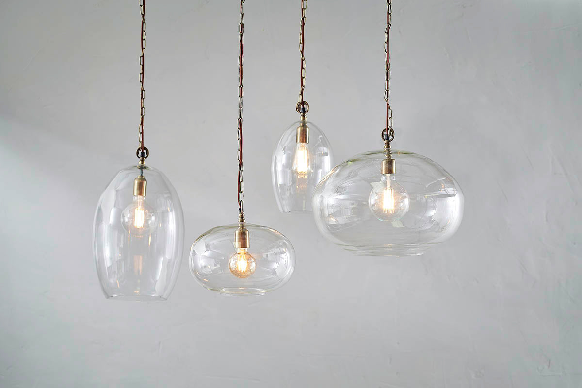 Otoro Recycled Glass Pendant - Clear - Large Round