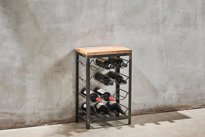 Obra Industrial Wine Rack - Mango Wood & Iron - Small