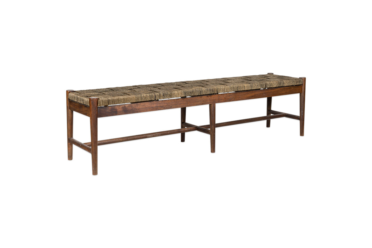 Raunak Acacia Woven Bench - Washed Walnut - Large