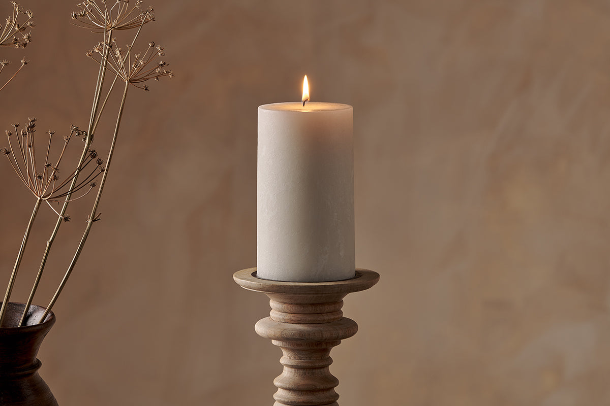 Rustic Soy Blend Pillar Candle - White - Large 18 x 10 cm
