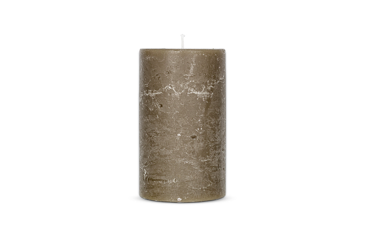 Rustic Soy Blend Pillar Candle - Olive Green - Large 18 x 10 cm