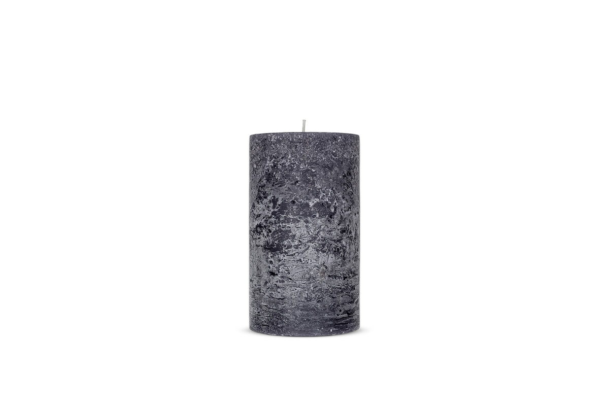 Rustic Soy Blend Pillar Candle - Charcoal - Small 15 x 8 cm