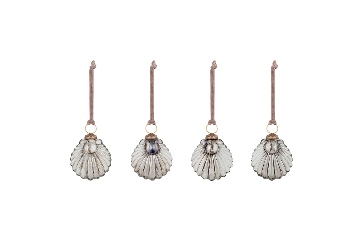 Sohni Shell Baubles - Gold & Cream - (Set of 4)