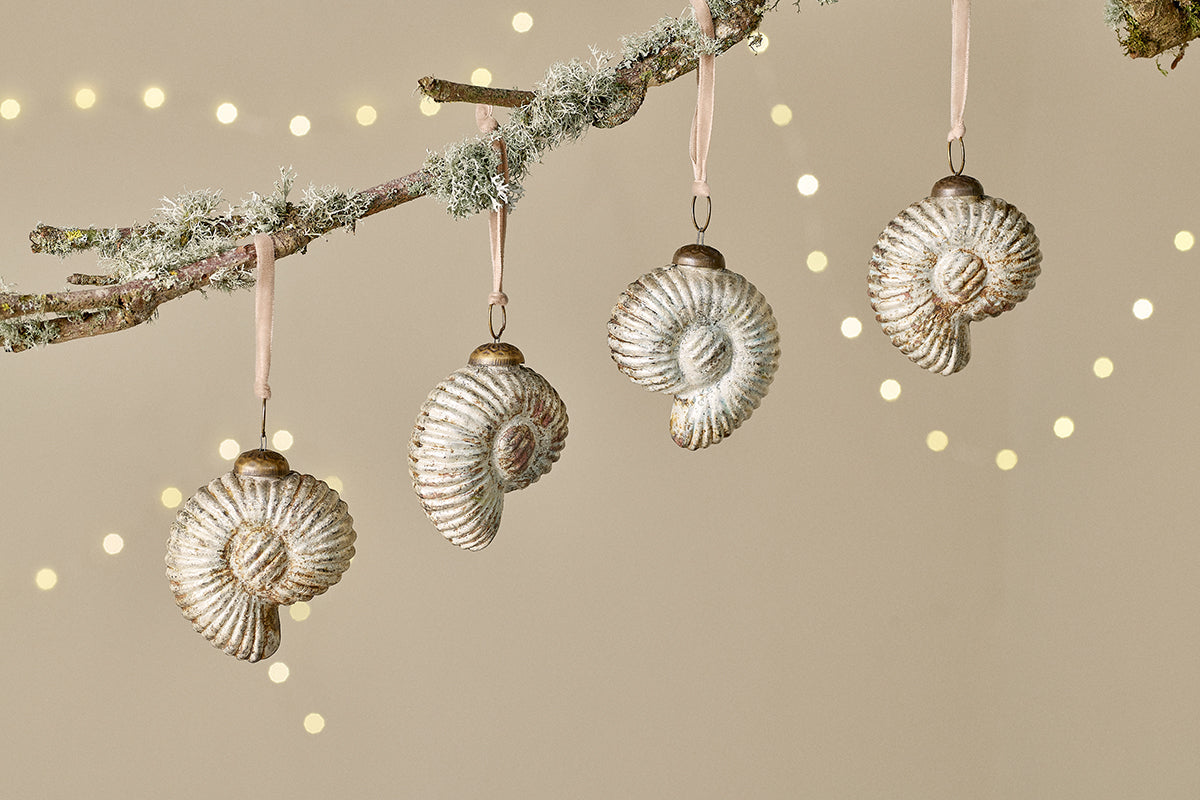 Sachin Shell Baubles - Rustic Gold - (Set of 4)