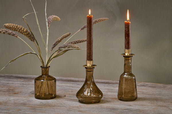 Sirsa Glass Candlestick - Sepia