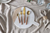 Soni Cutlery Set - Gold & Acacia (Set of 16)