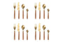 Soni Cutlery Set - Gold & Acacia (Set of 16)