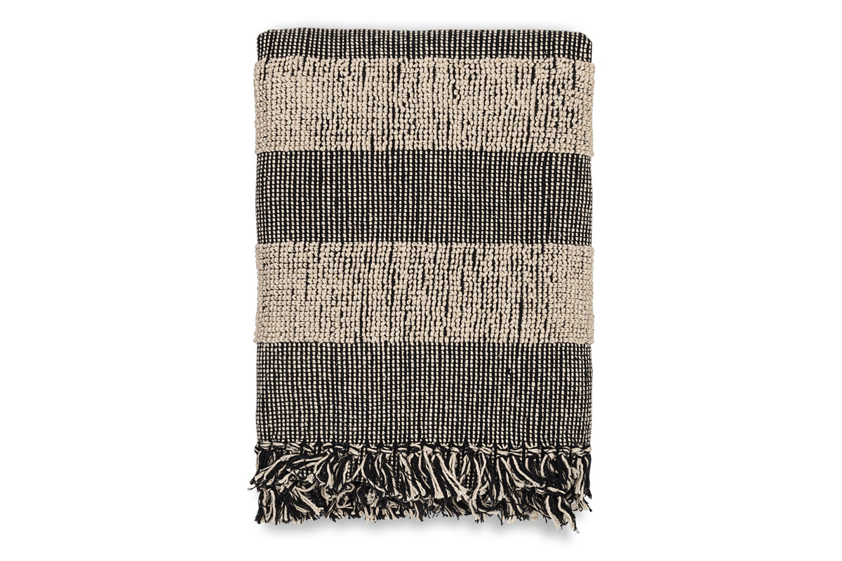 Shal Cotton Throw - Black & Off White