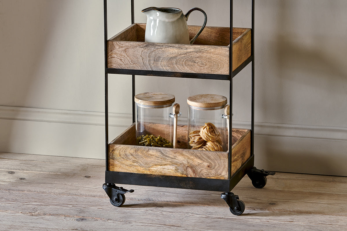 Soma Mango Wood Storage Trolley