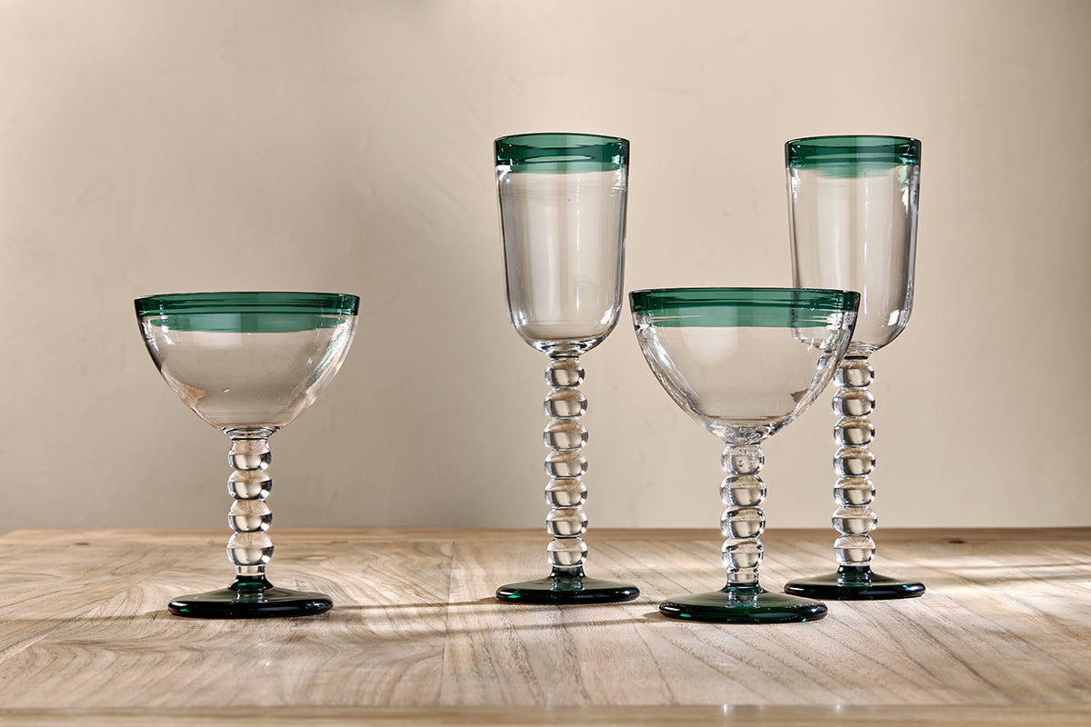 Thimma Champagne Glass - Clear & Teal (Set of 2)