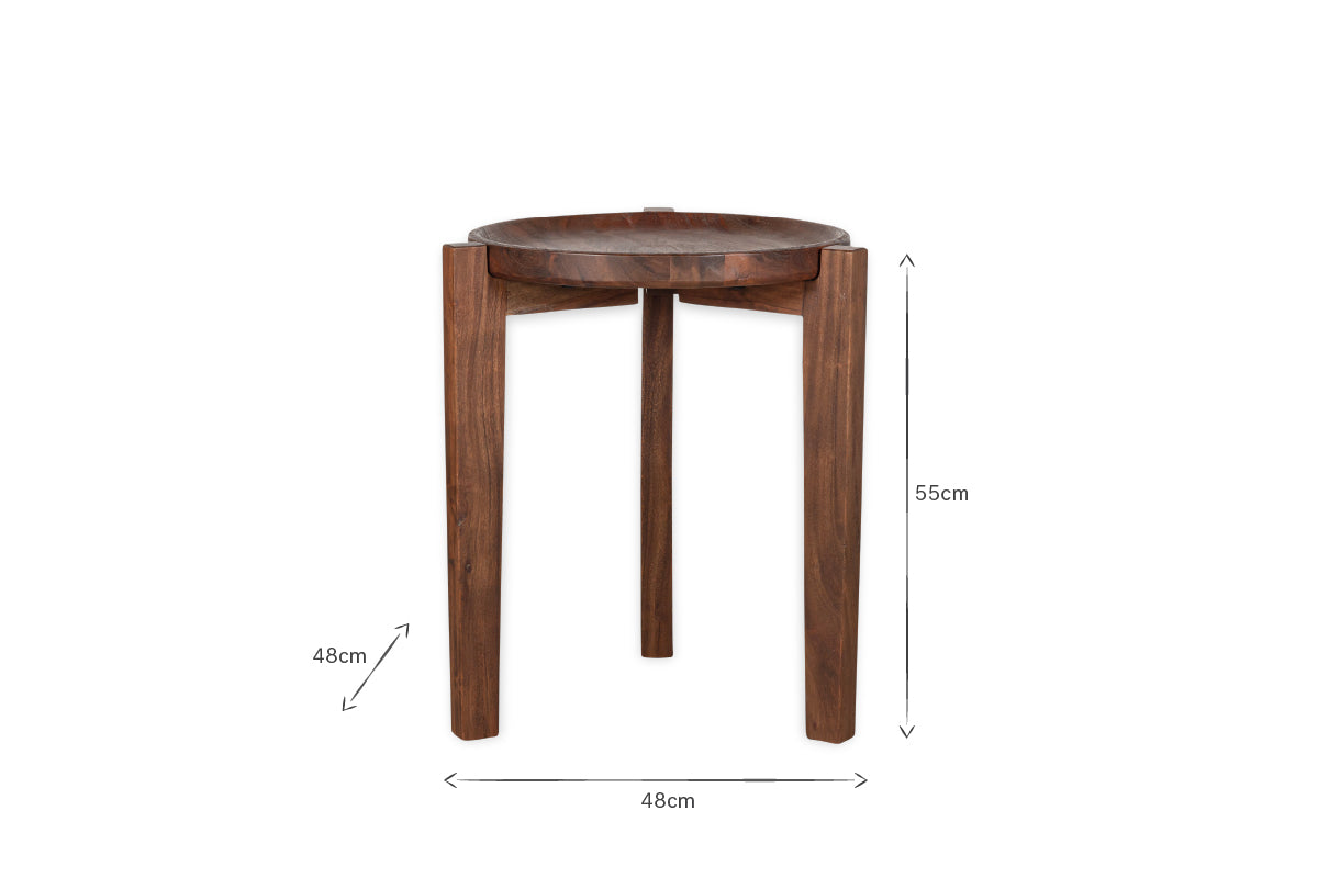 Umar Acacia Side Table - Dark Brown