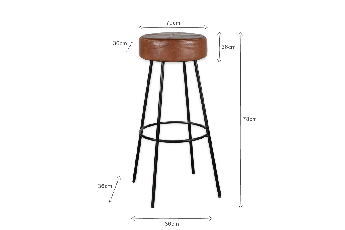 Veer Leather Counter Stool - Aged Tan