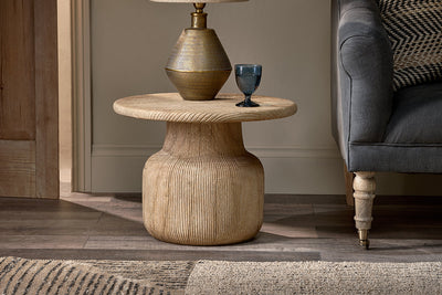 Vivan Grooved Wood Side Table