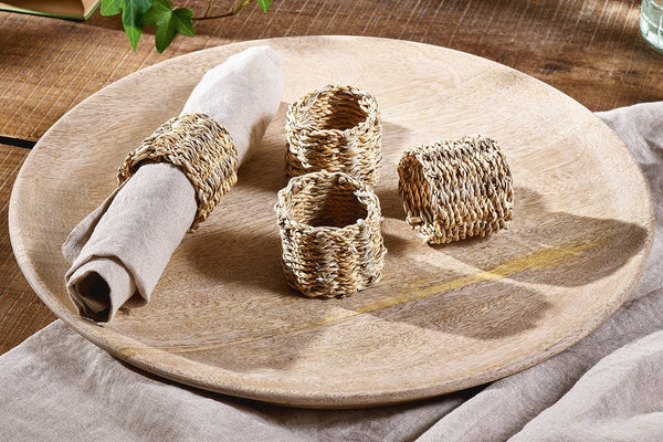 nkuku KITCHEN & DINING ACCESSORIES Aarushu Napkin Rings - Natural - Set of 4