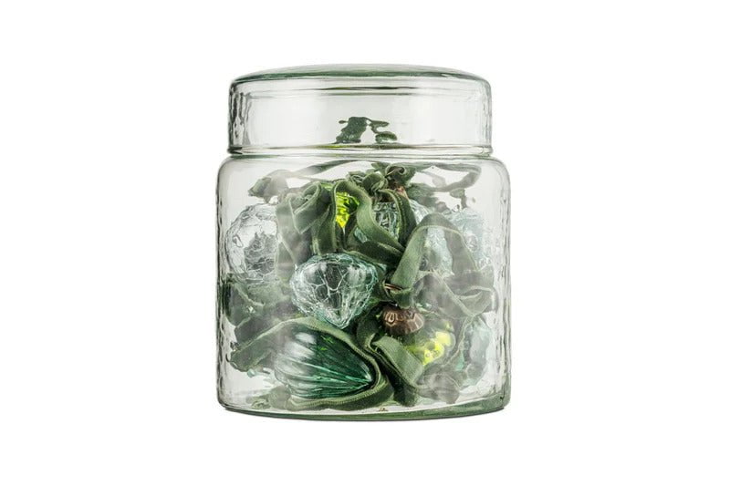 nkuku CHRISTMAS DECORATIONS Adisa Bauble Jar - Mixed Green & Clear