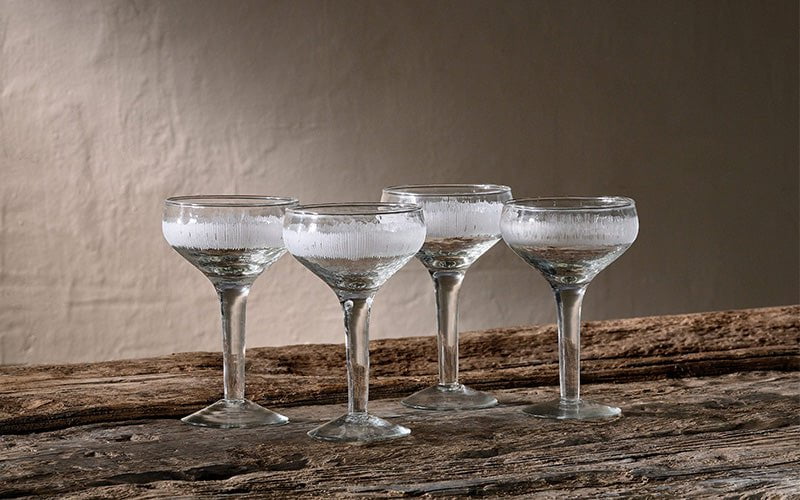 Nkuku Glassware Anara Etched Cocktail Glass - Clear (Set of 4)