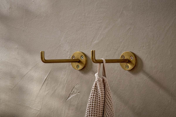 Nkuku HOOKS, KNOBS & RAILS Aniko Iron Hook - Brass - Set of 2