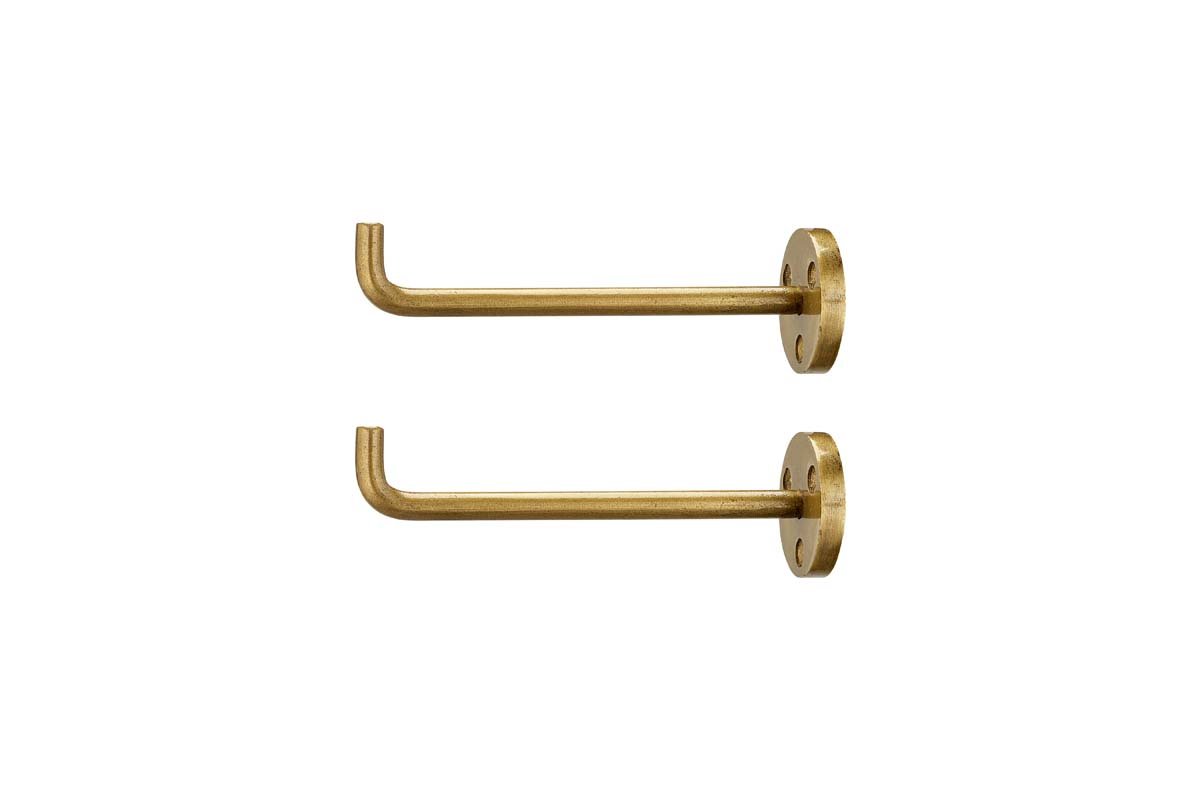 Nkuku HOOKS, KNOBS & RAILS Aniko Iron Hook - Brass - Set of 2