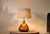 Nkuku LIGHTING Baba Glass Lamp - Burnt Amber - Small Wide