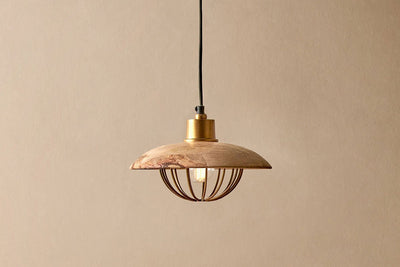 Nkuku LIGHTING Chakai Wood & Metal Pendant - Small