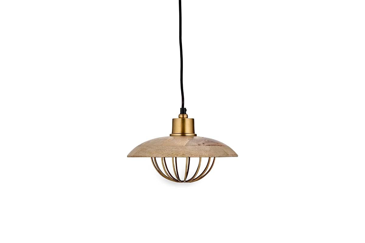 Nkuku LIGHTING Chakai Wood & Metal Pendant - Small