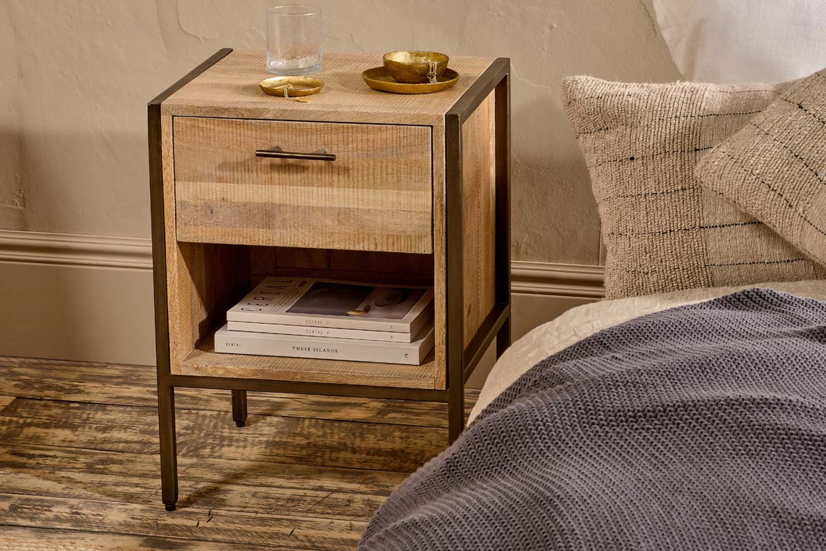 Nkuku FURNITURE Dasai Mango Wood Bedside Table