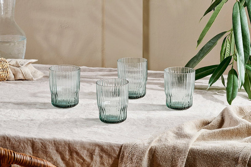 nkuku GLASSWARE Fali Tumbler - Blue - Set of 4