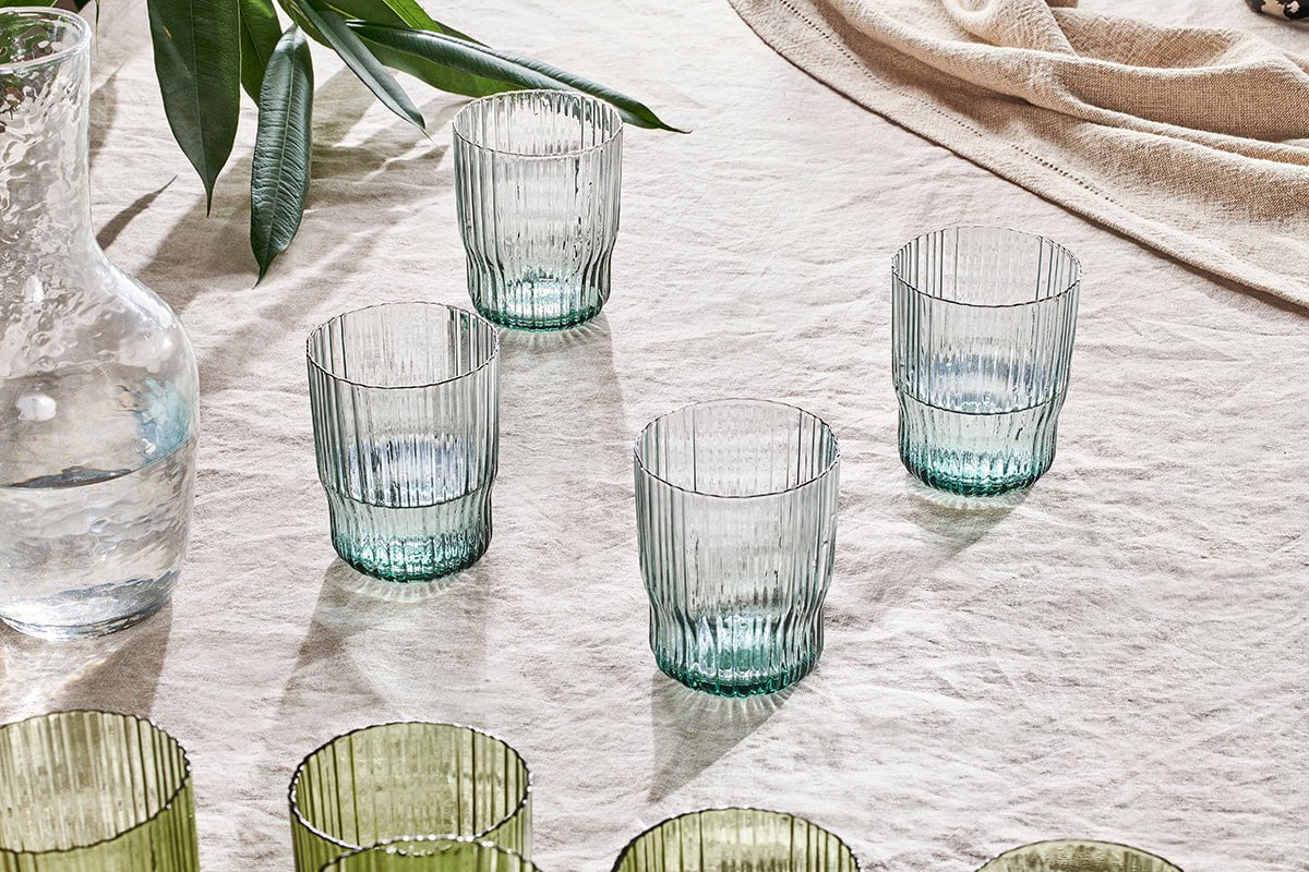 nkuku GLASSWARE Fali Tumbler - Blue - Set of 4