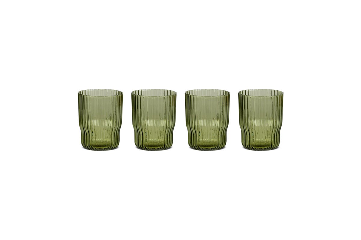 nkuku GLASSWARE Fali Tumbler - Olive - Set Of 4