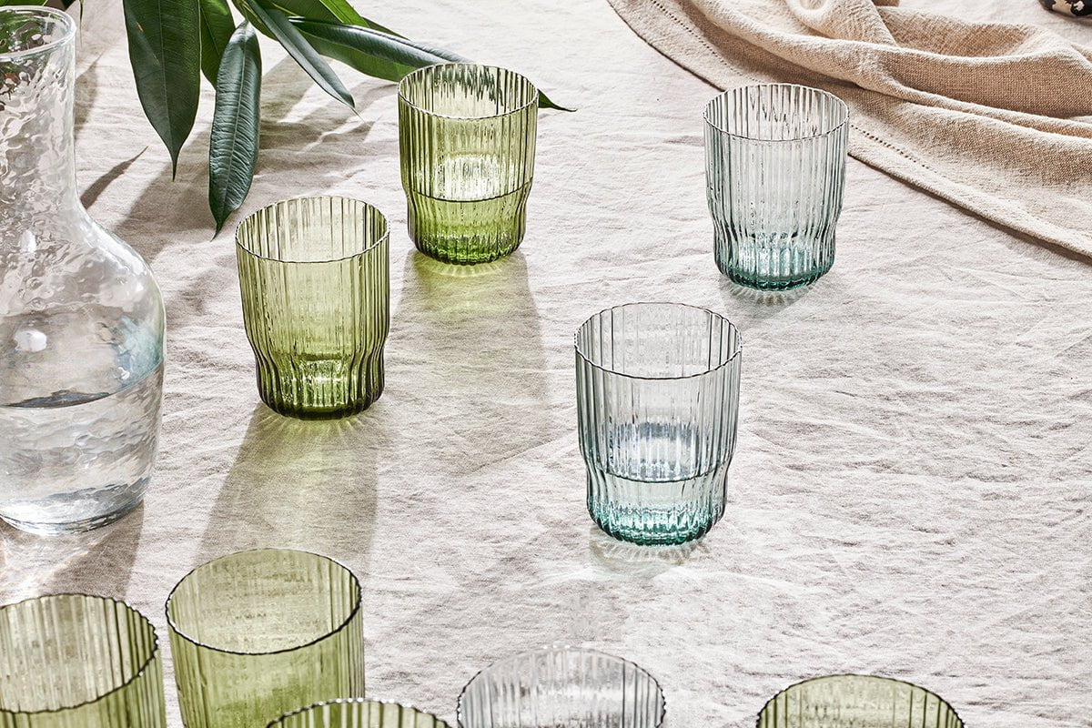 nkuku GLASSWARE Fali Tumbler - Olive - Set Of 4