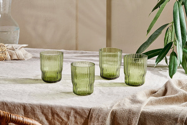 nkuku GLASSWARE Fali Tumbler - Olive - Set Of 4