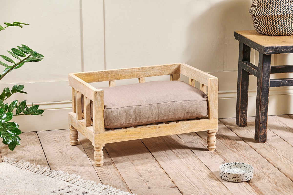 nkuku PET Hatira Mango Wood Pet Bed - Natural - Medium