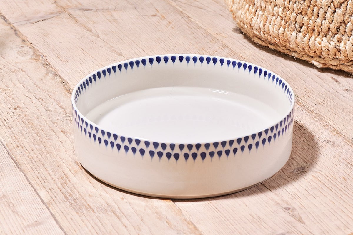 nkuku PET Indigo Drop Ceramic Pet Bowl - Large