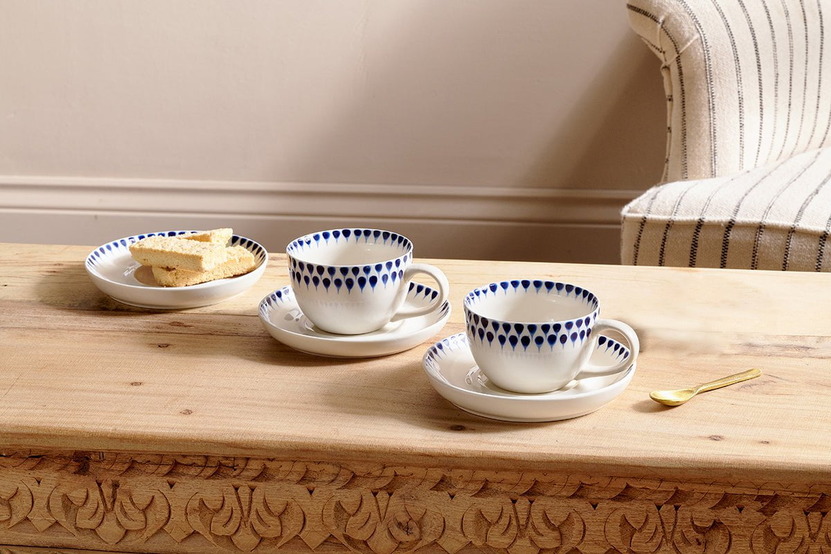 nkuku TABLEWARE Indigo Drop Cup & Saucer