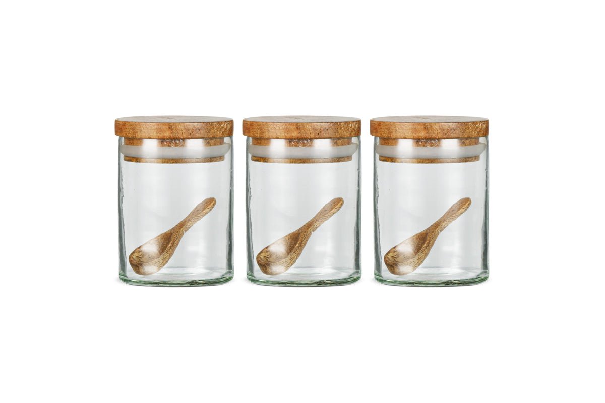 nkuku KITCHEN & DINING ACCESSORIES Izaan Spice Jar - Clear - (Set of 3)