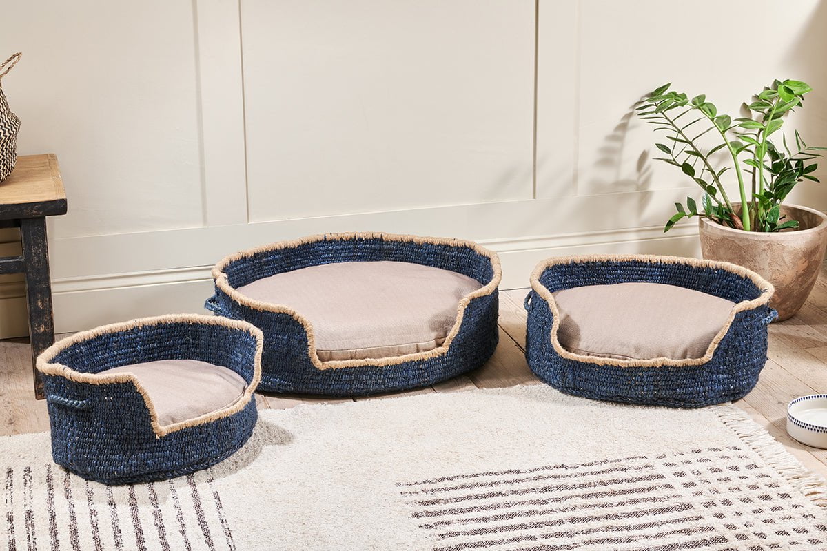 nkuku PET Jaiyuh Hemp Pet Bed
 - Indigo - Small