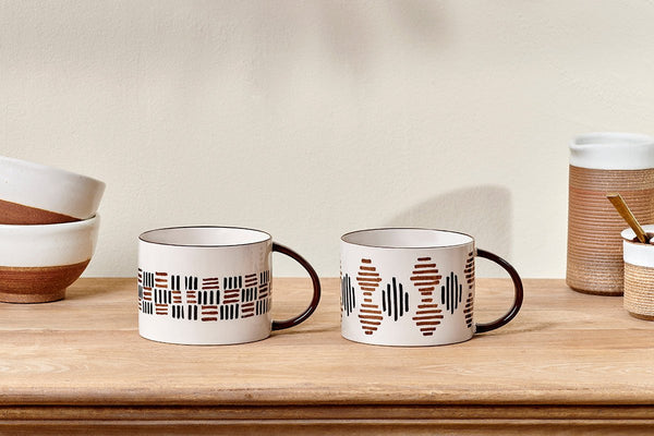 nkuku TABLEWARE Karissa Mug - Black & Brown - Set of 2