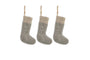 nkuku CHRISTMAS DECORATIONS Karru Cotton Velvet Mini Stocking - Light Grey - (Set of 3)