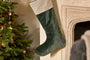 Nkuku CHRISTMAS DECORATIONS Karru Cotton Velvet Stocking - Forest Green