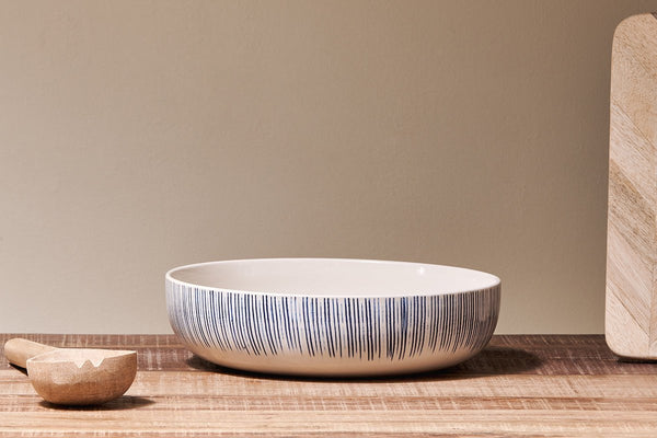 Nkuku Tableware Karuma Ceramic Serving Bowl - Blue & White