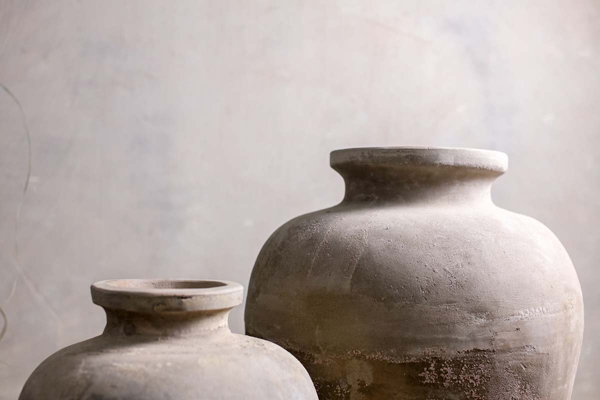 Nkuku VASES & PLANTERS Large Affiti Clay Tapered Pot