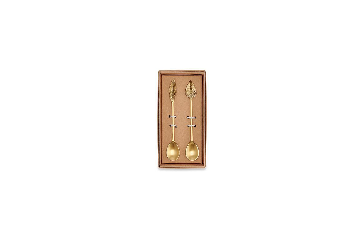 Nkuku Table Accessories Leaf Brass Spoons (Set of 2)