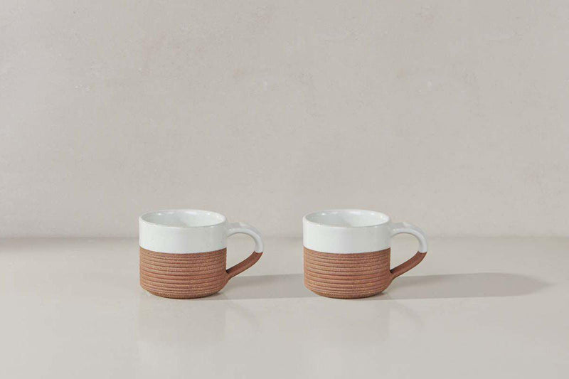 Nkuku Tableware Mali Ribbed Espresso Mug - White (Set of 2)