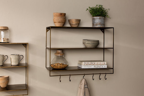 Nkuku STORAGE FURNITURE Meghana Iron Shelf with Hooks