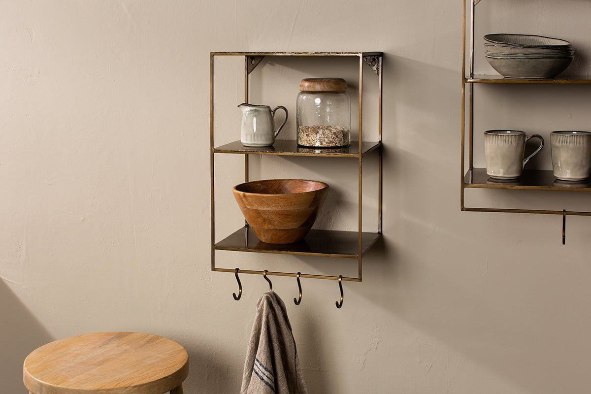 Nkuku STORAGE FURNITURE Meghana Iron Shelf With Hooks